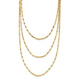 14k Polished Triple Strand Bib Fancy Chain 19.5 inch Necklace