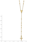 14k Polished Cross and Miraculous Medal Beaded 24 inch Rosary Necklace