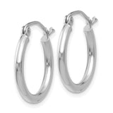 14k White Gold 2x18mm Polished Tube Hoop Earrings