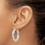 14k White Gold 5x30mm Polished Tube Hoop Earrings