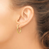 14k 2x20mm Polished Tube Hoop Earrings