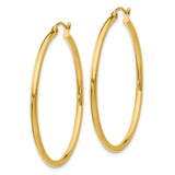 14k 2x40mm Polished Lightweight Tube Hoop Earrings