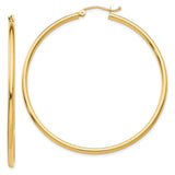 14k 2x50mm Polished Tube Hoop Earrings