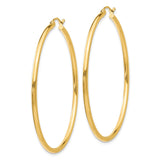 14k 2x50mm  Polished Lightweight Tube Hoop Earrings