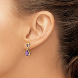 14k Pear/Baguette Amethyst Dangle Post Earrings