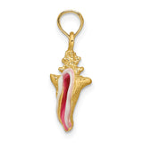 14k Pink and White Enameled 3-D Conch Shell Pendant