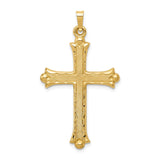 14k Hollow Fleur De Lis Cross Pendant
