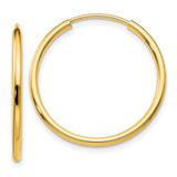 14k 1.5x23mm Polished Round Endless Tube Hoop Earrings