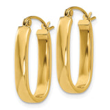 14k 3.5x22mm Polished Oval Tube Hoop Earrings