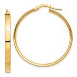14K 3x33mm Tube Hoop Earrings