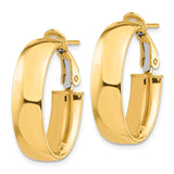 14k 7x24mm High Polished Oval Omega Back Tube Hoop Earrings