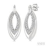 1/10 Ctw Marquise Shape Inner Link Round Cut Diamond Earrings in Sterling Silver