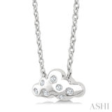 1/20 Ctw Cloud Round Cut Diamond Petite Fashion Pendant With Chain in 10K White Gold