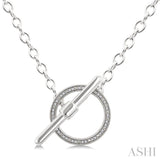 1/10 Ctw Circle Toggle Round Cut Diamond Fashion Necklace in Sterling Silver