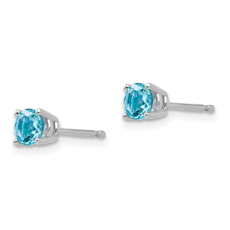 Droste Post 14k White Gold 4mm Round Blue Topaz Post Earrings – Droste's Jewelry ...