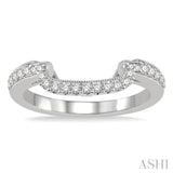 1/4 Ctw Deep Curve Center Round Cut Diamond Wedding Band in 14K White Gold
