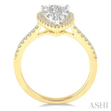 3/4 Ctw Pear Shape Diamond Lovebright Ring in 14K Yellow and yellow and white gold