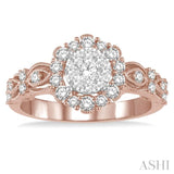 3/4 Ctw Diamond Lovebright Ring in 14K Rose and White Gold