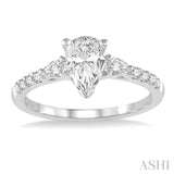 7/8 Ctw Pear & Round Cut Diamond Engagement Ring With 1/2 Ct Pear Cut Center Stone in 14K White Gold