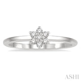 1/8 Ctw Floral Motif Single Cut Diamond Petite Fashion Ring in 10K White Gold
