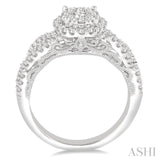 3/4 Ctw Round Cut Diamond Lovebright Ring in 14K White Gold