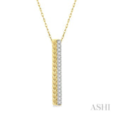 1/6 Ctw Pyramid Round Cut Diamond Bar Pendant With Chain in 14K Yellow Gold