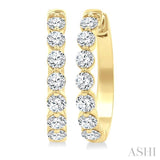 2 Ctw Prong Set Round Cut Diamond Hoop Earrings in 14K Yellow gold