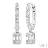 1/3 Ctw Petite Rectangle Shape Fusion Diamond Fashion Huggies in 10K White Gold