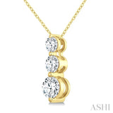 3/4 Ctw Round Cut Diamond Three-Stone Snowman Pendant With Chain in 14K Yellow Gold