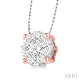 1/3 Ctw Lovebright Round Cut Diamond Pendant in 14K Rose and White Gold with Chain