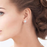 1 1/2 Ctw Lovebright Round Cut Diamond Stud Earrings in 14K Yellow and White Gold