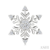 1/10 Ctw Petite Snowflake Round Cut Diamond Halo Fashion Stud Earring in 10K White Gold
