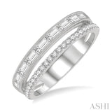 3/8 Ctw Split Baguette and Round Cut Diamond Fashion Band in 14K White Gold