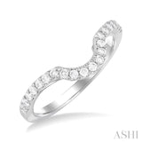 1/4 Ctw Deep Curve Center Round Cut Diamond Wedding Band in 14K White Gold