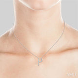 1/20 Ctw Initial 'P' Round Cut Diamond Pendant With Chain in 10K White Gold