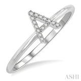 1/20 Ctw Initial 'A' Round Cut Diamond Fashion Ring in 10K White Gold