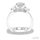 3/4 Ctw Diamond Wedding Set With 5/8 Ctw Baguette & Round Cut Engagement Ring and 1/6 Ctw Round Cut Diamond Wedding Band in 14K White Gold