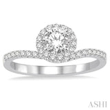 1/2 Ctw Diamond Engagement Ring with 1/4 Ct Round Cut Center Stone in 14K White Gold