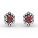 Halo Ruby and Diamond Stud Earrings 