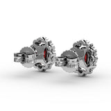 Halo Ruby and Diamond Stud Earrings 