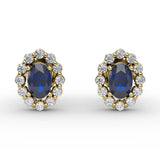 Halo Sapphire and Diamond Stud Earrings 