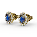 Halo Sapphire and Diamond Stud Earrings 