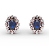 Halo Sapphire and Diamond Stud Earrings 