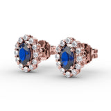 Halo Sapphire and Diamond Stud Earrings 