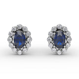 Halo Sapphire and Diamond Stud Earrings 