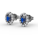 Halo Sapphire and Diamond Stud Earrings 