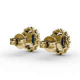 Halo Sapphire and Diamond Stud Earrings 