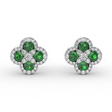 Endless Bliss Emerald and Diamond Cluster Studs