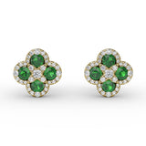 Endless Bliss Emerald and Diamond Cluster Studs