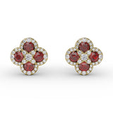 Endless Bliss Ruby and Diamond Cluster Studs